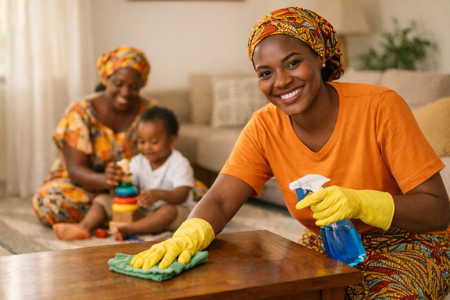 Famille utilisant BantuCare pour un service à domicile